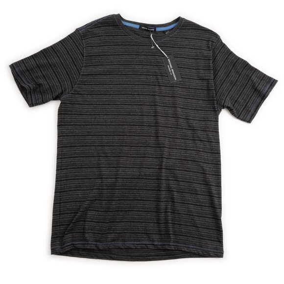 NEW MICHAEL BRANDON Modern Fit grey black striped crewneck t-shirt size L - Picture 1 of 6
